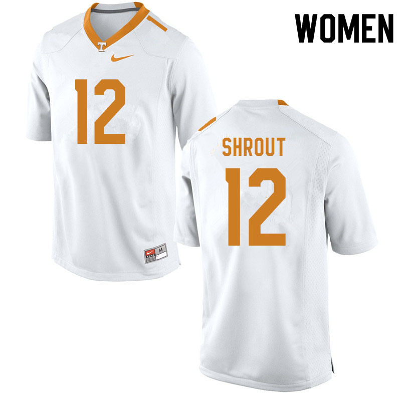 Women #12 J.T. Shrout Tennessee Volunteers College Football Jerseys Sale-White - Click Image to Close
